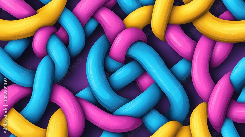 Wall mural colorful intertwined loops creating a vibrant abstract pattern.