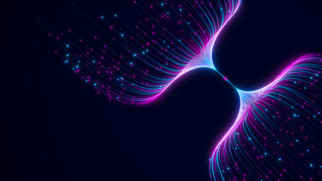 Big data artificial intelligence machine learning neural network flow complex information science innovation technology data analysis visualization cyberspace future. 3d rendering.