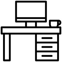 Workspace Icon, Black And White Outline Icon Symbol