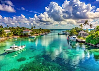 Obraz premium Tranquil Harbour Island Bahamas with Crystal Clear Turquoise Waters and White Sandy Beaches