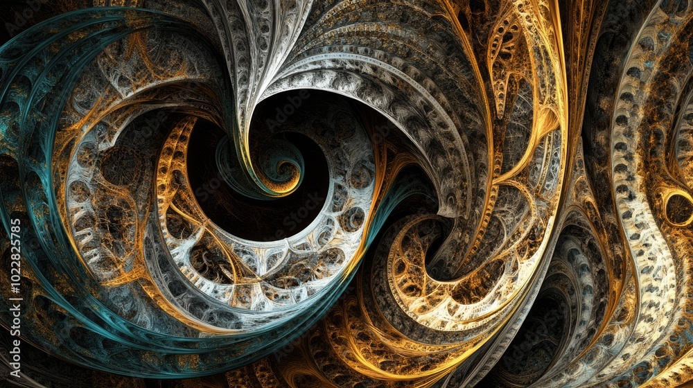Poster Abstract fractal background showcasing intricate textured chaos with ornamental elements