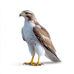 Fototapeta premium Majestic Hawk Perched on a White Background