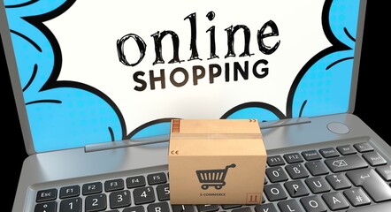 E-commerce, Social Media Concept, E-commerce Platforms. 3D Visual Design