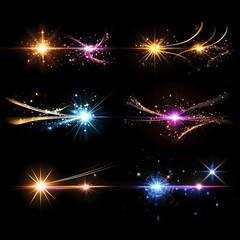 Different colored light effects pattern on black background.