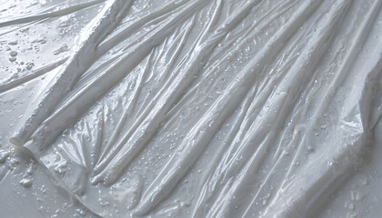 Surface humide avec film plastique transparent