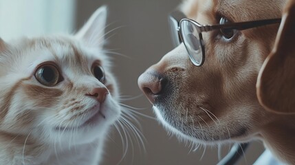 dog and cat veterinarian and a stethoscope and glasses : Generative AI