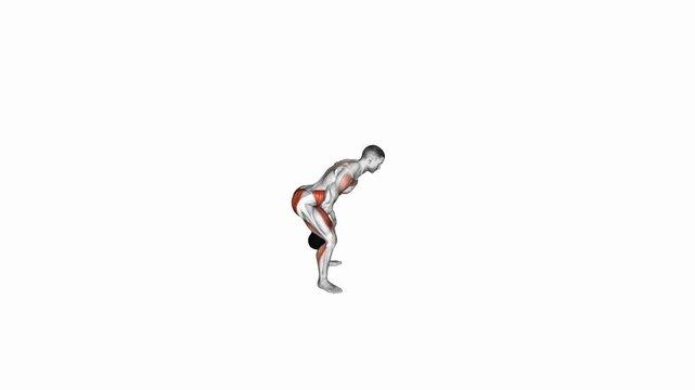 Russian kettle-bell swing anatomy exercise motion graphic muscle highlight workout fitness illustration video