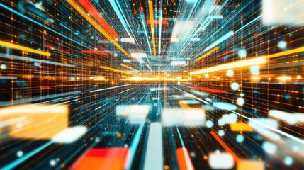 Fototapeta premium AI technology background with abstract circuits, data patterns, and glowing digital nodes representing future tech.