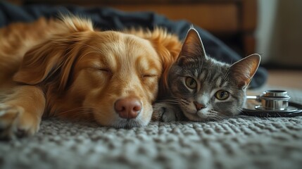 dog and cat and stethoscope : Generative AI