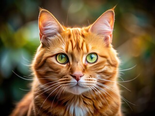 Obraz premium Unique and Quirky Ginger Cat with Distinctive Features Posing for a Playful Stock Photo Session