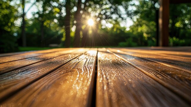 clean composite deck in the backyard of a residential home in Oakland County, Michigan. The deck has been recently cleaned by a pressure washer contractor