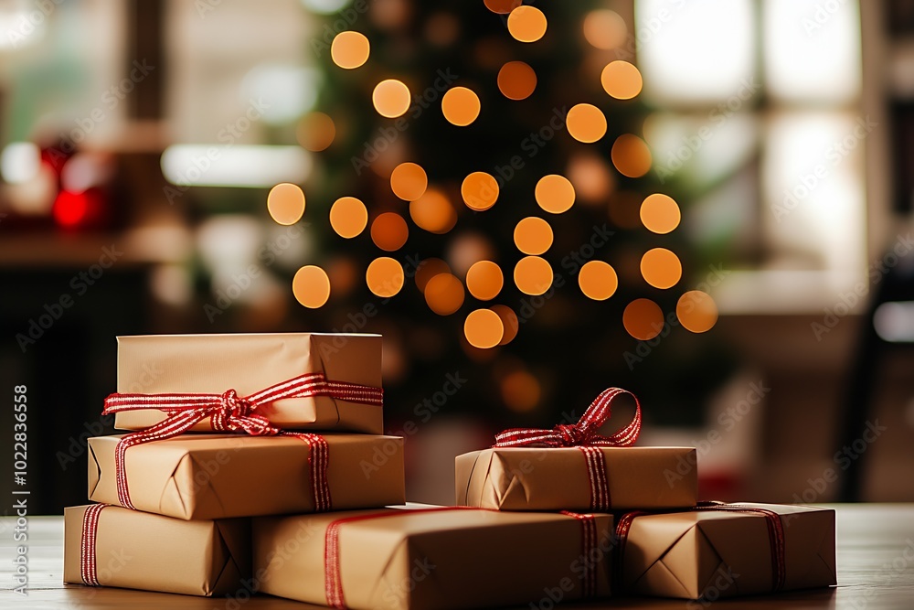 Aufkleber a christmas tree is blurred at the back : generative ai