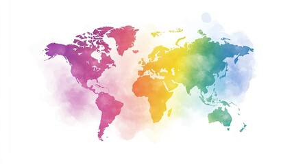Obraz premium Colorful world map wallpaper with continents in various vibrant shades, ideal for educational or decorative use.