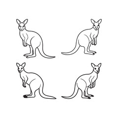  Kangaroo Outline Vector for Coloring.