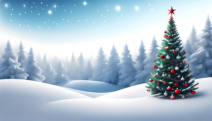 Simple design of Christmas tree abstract, showing the beauty of winter snowfall at night.