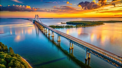 Fototapeta premium Vast expanse of the longest bridge in the USA showcasing stunning scenery and engineering marvels