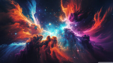 Fototapeta premium Colorful space galaxy cloud nebula. Stary night cosmos. Universe science astronomy. Supernova background wallpaper