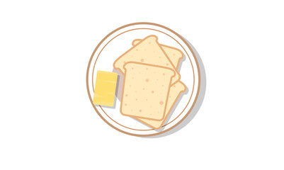 PrintBread vector illustration. White sliced ​​bread and cheese or butter. Delicious toast. Bakery elements. Flat vector in cartoon style isolated on white background.