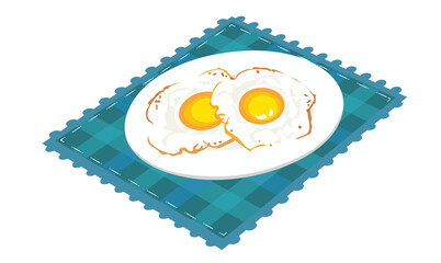 Fried egg vector.  Fried egg clipart. Breakfast food. Food vector. Egg dish. Flat vector in cartoon style isolated on white background.