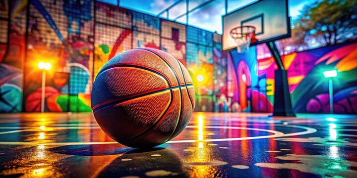 Vibrant 4K Basketball Wallpaper with Dynamic Colors and Textured Surface for Sports Enthusiasts