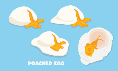Poached egg vector. Egg dish clipart. Food vector. Breakfast food. Flat vector in cartoon style isolated on white background.