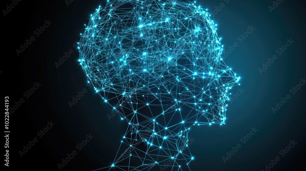 Poster futuristic ai interface background with data streams and neural connections, illustrating advanced a