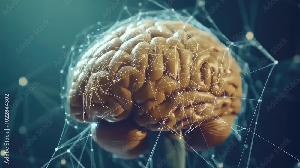 Poster futuristic ai interface background with data streams and neural connections, illustrating advanced a