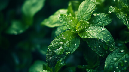 green leaf with water drops