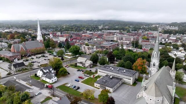 high aerial over rutland vermont churches
