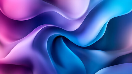 Obraz premium Glossy metallic surface with flowing curves, Fluid waves of pink and blue, Fluid abstraction, Abstract blue and purple liquid wavy shapes futuristic banner 