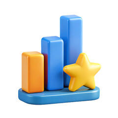 Credit Ratings Bar chart with star 3d cartoon style illustration