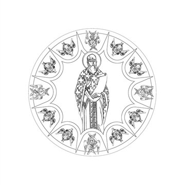 black and white saint holding scroll clip art preview