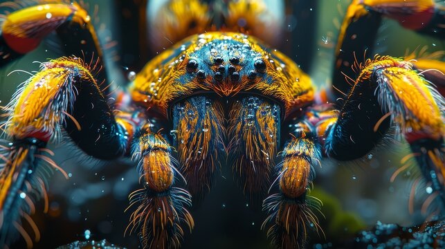 macro photography of a tarantula