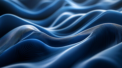 Naklejka premium A vivid blue abstract pattern weaves its way across a fabric canvas, captivating the viewer with its mesmerizing beauty ,abstract blue background with smooth lines and waves 