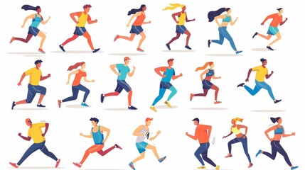 ilustration people running a marathon