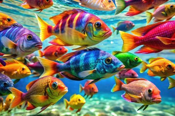 Fototapeta premium Vibrant African Fish Swimming in Clear Water, Showcasing Beautiful Colors and Unique Patterns