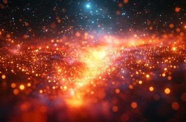 Obraz premium Abstract background with bright glowing lights and bokeh effect.