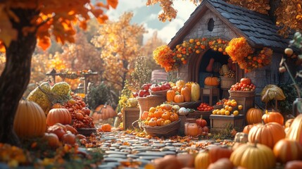 Autumn Harvest at a Cozy Cottage