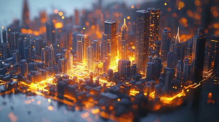 Cityscape with Warm Lights