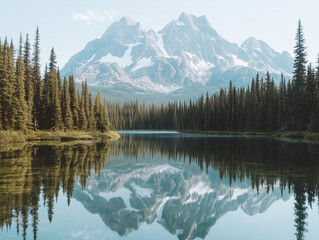 Fototapeta premium Serene Lake Louise with Majestic Mountain Reflections in Banff National Park