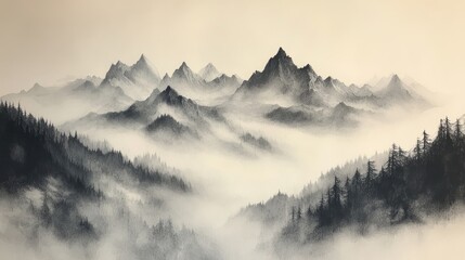 Fototapeta premium Misty Mountain Landscape