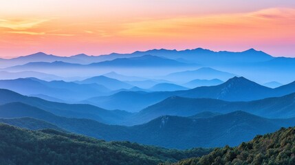 Fototapeta premium Serene Mountain Ranges at Sunrise