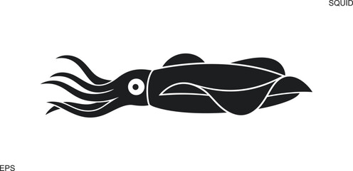 Squid logo. Isolated squid on white background