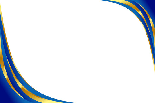 Blue and Gold curve wavy vector border for footer header background. Suitable for certificate, flyer, letterhead, banner, etc background