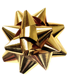 Golden ribbon knot isolated on transparent background