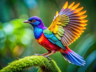 Fototapeta premium Vibrant Bird Animation Showcasing Colorful Feathers and Graceful Movements in Nature's Beauty