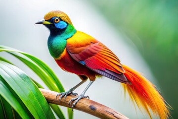 Obraz premium Vibrant Bird of Paradise Isolated on White Background Showcasing Exotic Beauty and Unique Colors
