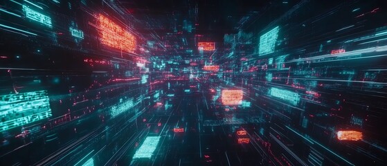 Abstract neon data stream