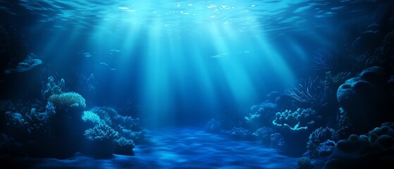 Sunlight beams down on coral reef