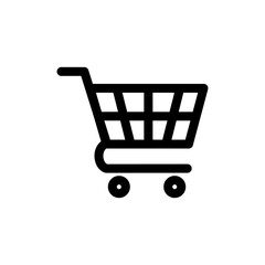 Shopping cart icon line editable stroke vector illustration. Black basket icon